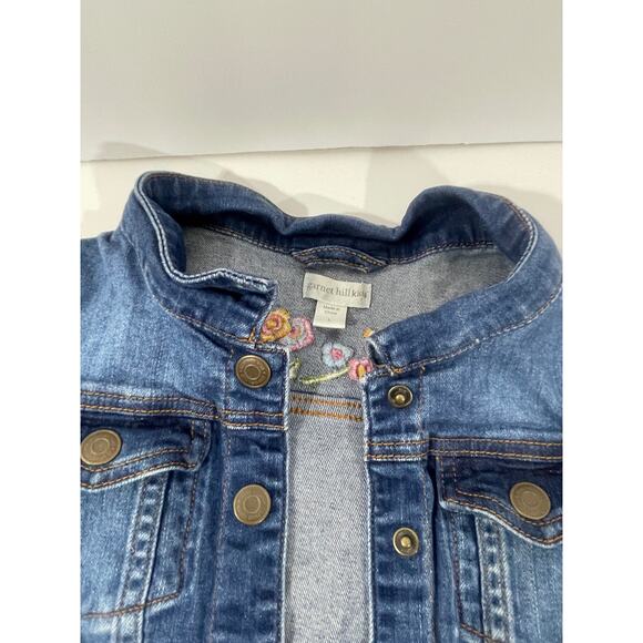 Garnet Hill Kids Jean Jacket with Embroidered Flowers Size Large - Picture 4 of 16